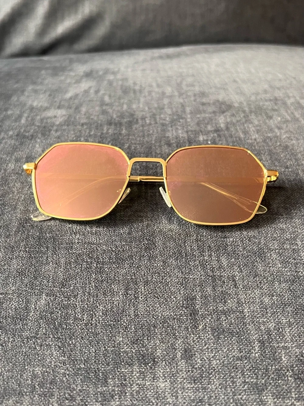 Free People Gold Frame Amber Lens Geometric Sunglasses